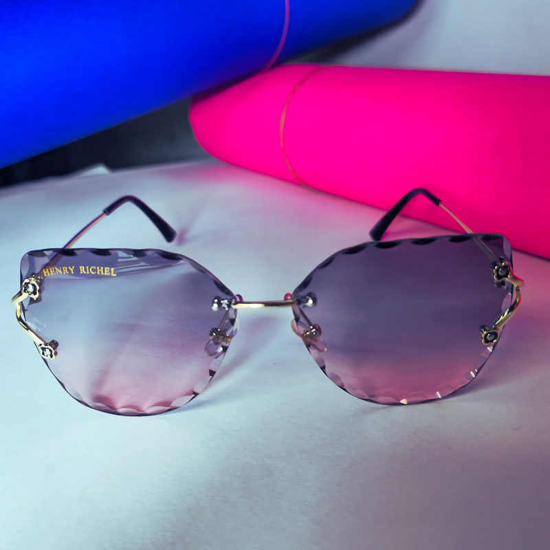 Rim-less Metal Black Pink To Gold unisex Sunglsses by henry richel 2256