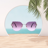 Purple White To Gold Rim-less Women Sunglasses by henry richel 2255