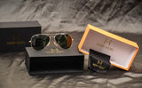 Henry Richel Aviator Green Glass Gold Sunglasses For Men 1003
