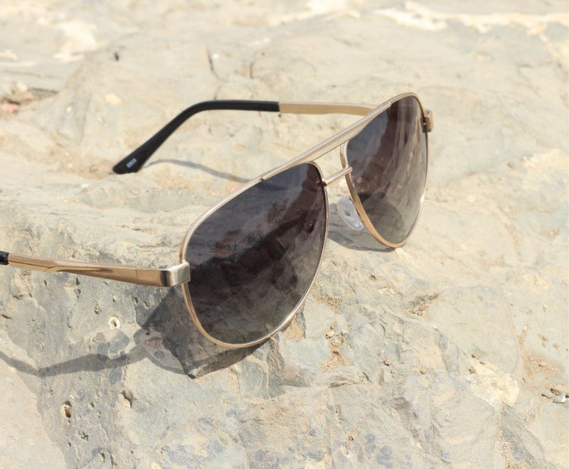 Henry Richel Black Daynight Lens Gold Frame Aviator Shape Sunglasses For Men 1147