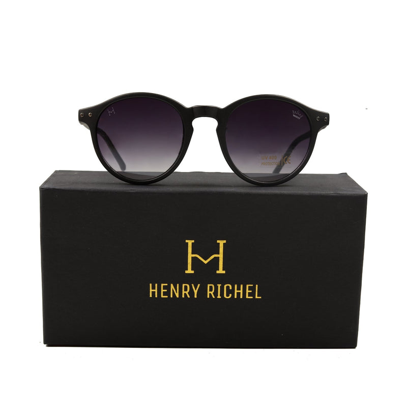 Henry Richel Round Black Lens Sunglasses For Unisex 1019