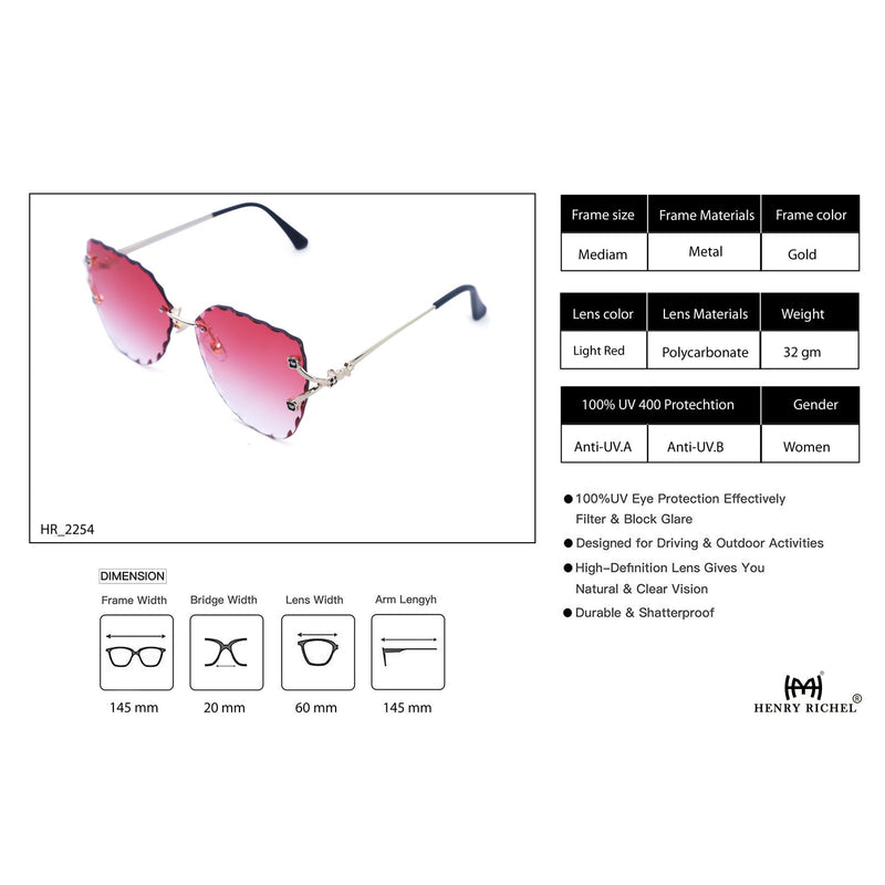 Metal Red White To Gold Women Sunglasses by henry richel 2254