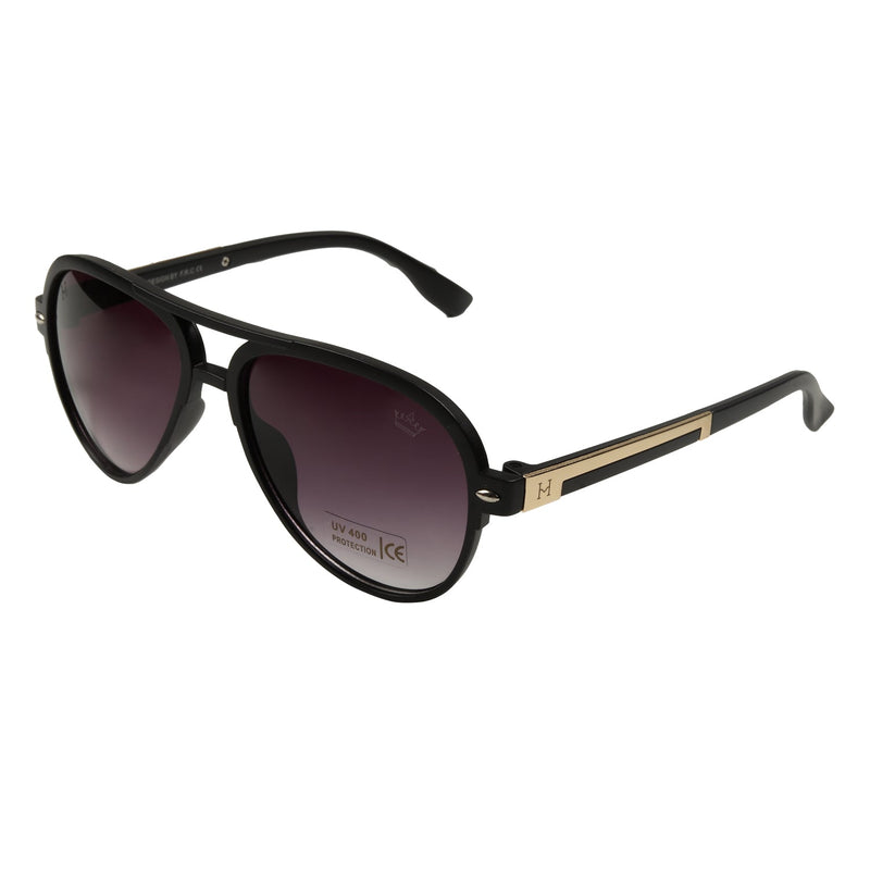 Henry Richel Trendy Stylish Aviator Black Lens Sunglasses For Men 1017