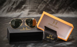 Latest Laxury Aviator Black Glass Gold Sunglasses For Men By Henry Richel 1004